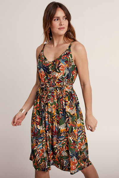 Robe droite à bretelles multicolore femme