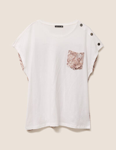 t-shirt col rond manches courtes ecru femme