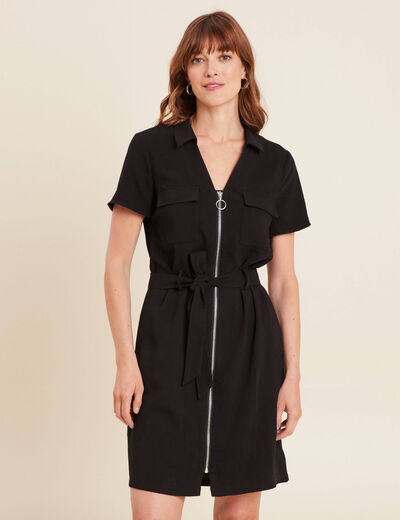 Robe courte manches courtes noir femme