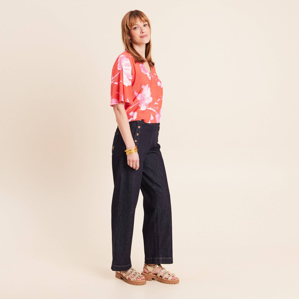Blouse manches courtes rouge femme
