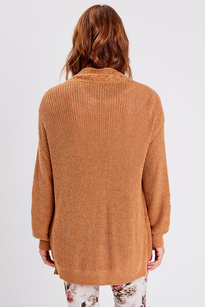 Gilet manches longues camel femme