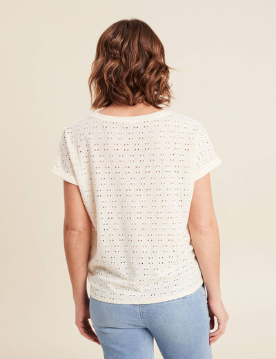 Blouse manches courtes nouée ecru femme