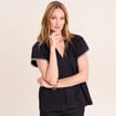 T-shirt col tunisien noir femme