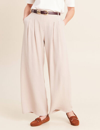 Pantalon large taille standard gris clair femme