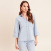 Chemise jean col chemise manches 3/4 blanc femme