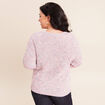 Pull droit long col v manches longues rose fushia femme