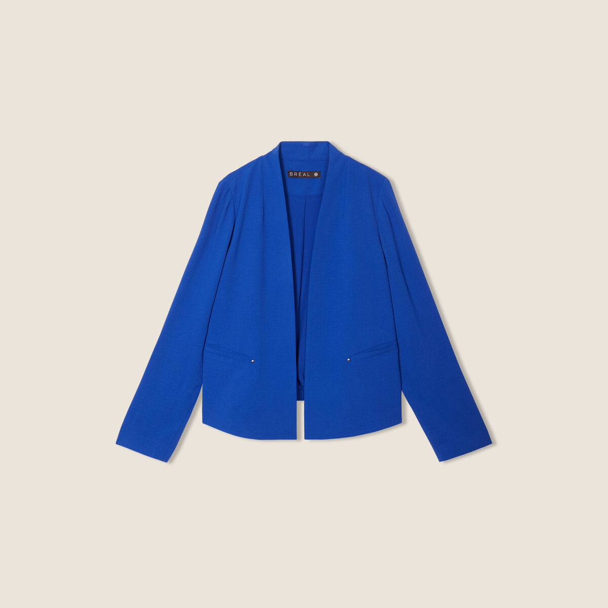 Veste droite fluide bleu electrique femme