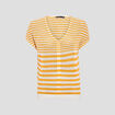 Pull manches courtes jaune moutarde femme