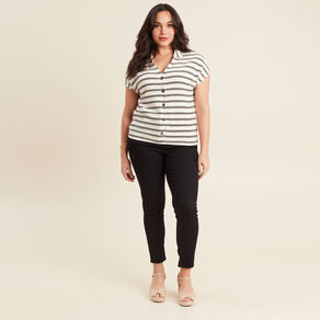 Pantalon léger taille standard 7/8ème noir femme