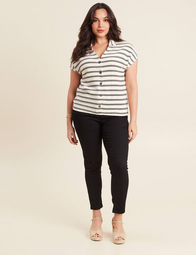 Pantalon léger taille standard 7/8ème noir femme