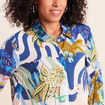 Chemise droite manches longues bleu femme