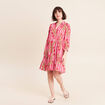 Robe courte &eacute;vas&eacute;e manches 3/4 rose femme