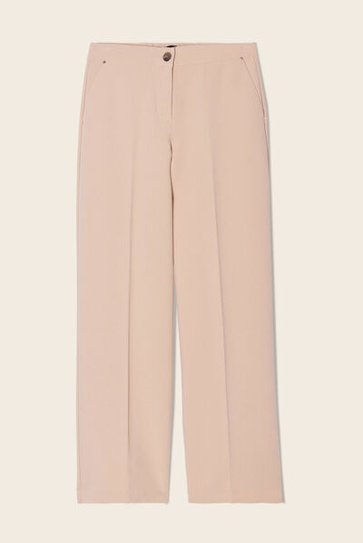 Pantalon large fluide à pinces sable femme