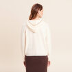 Sweat droit long &agrave; capuche ecru femme