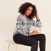 Blouse col tunisien manches longues blanc femme