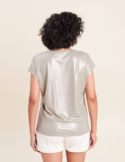 T-shirt col V manches courtes vert clair femme