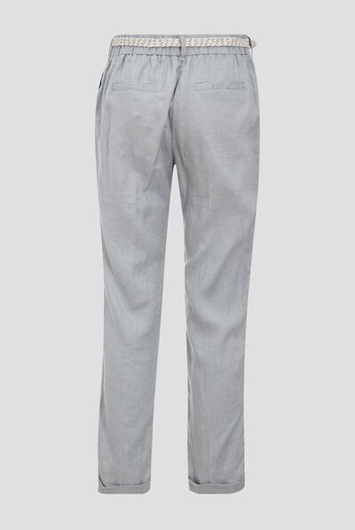 Pantalon flou ceinturé vert clair femme