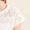T-shirt manches courtes ajouré ecru femme