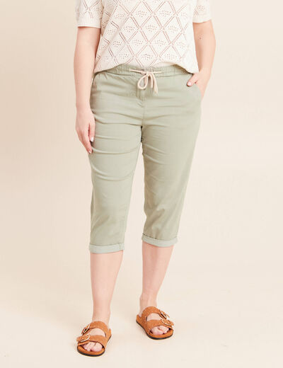 Pantacourt coupe mom large vert clair femme