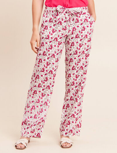 Pantalon large taille standard rose femme