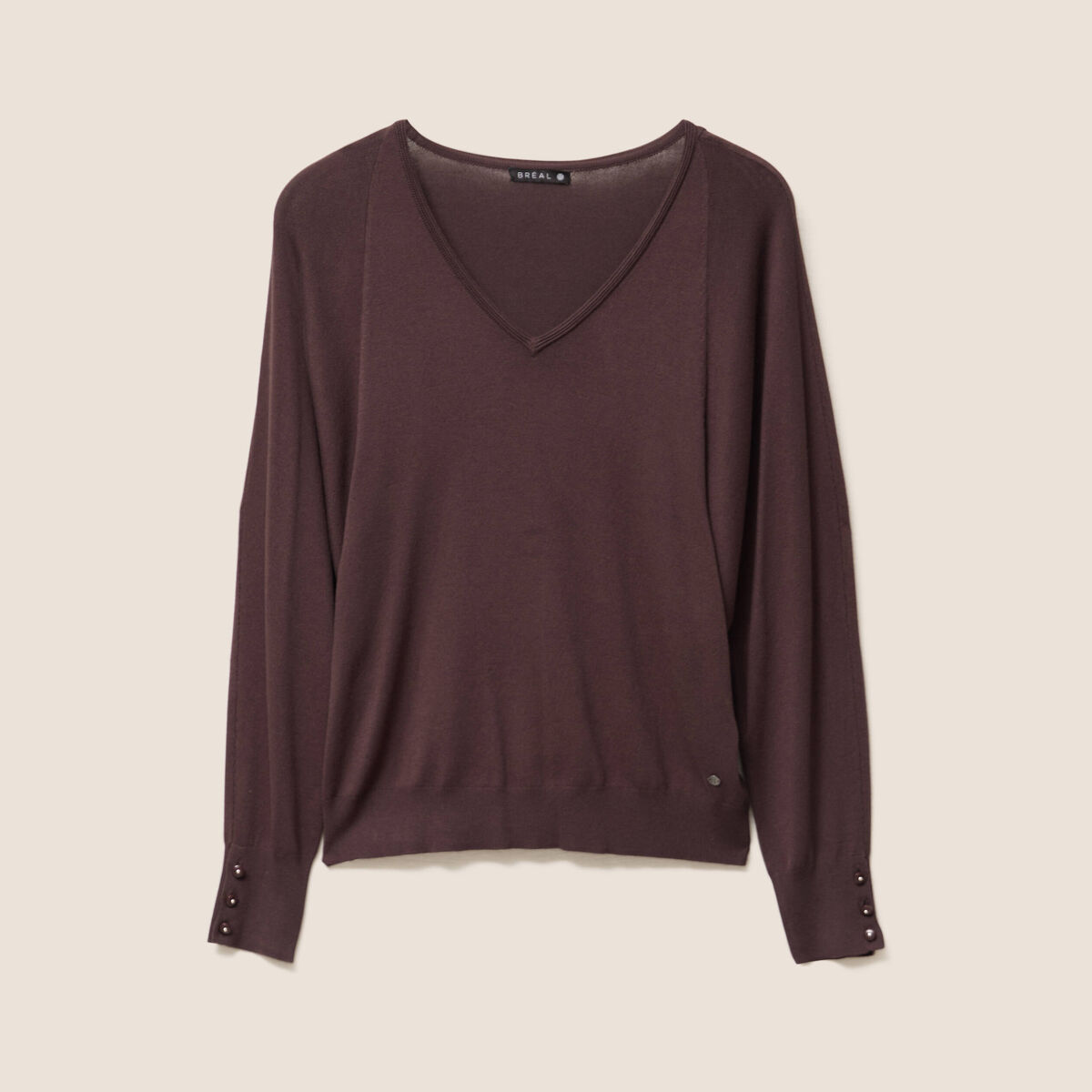 Pull manches longues marron femme