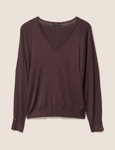 Pull manches longues marron femme