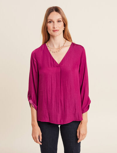 Blouse manches 3/4 violet femme