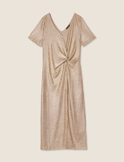 Robe ajustée métallisée couleur or femme