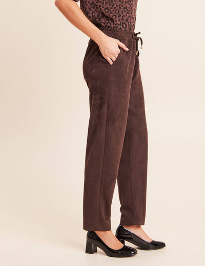 Jogging aspect daim marron fonc&eacute; femme