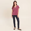 T-shirt manches courtes rouge fonc&eacute; femme