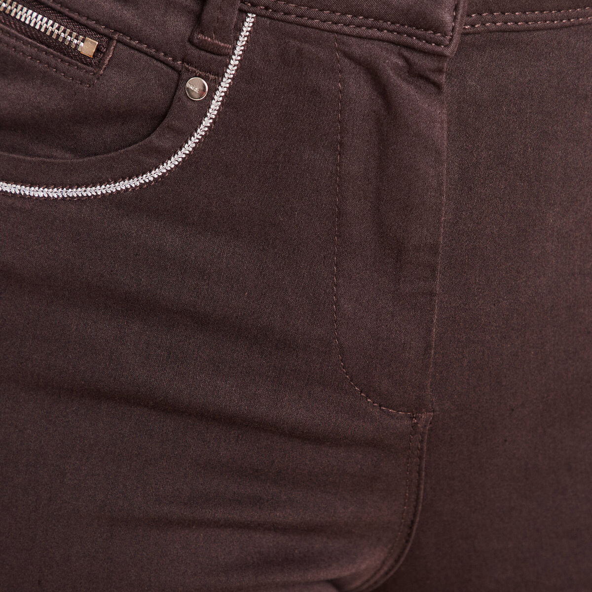 Pantalon droit taille haute marron fonc&eacute; femme