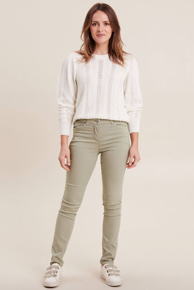 Pantalon léger taille standard long vert clair femme