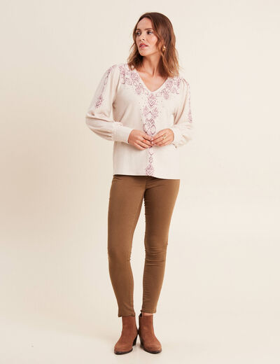 T-shirt manches longues creme femme
