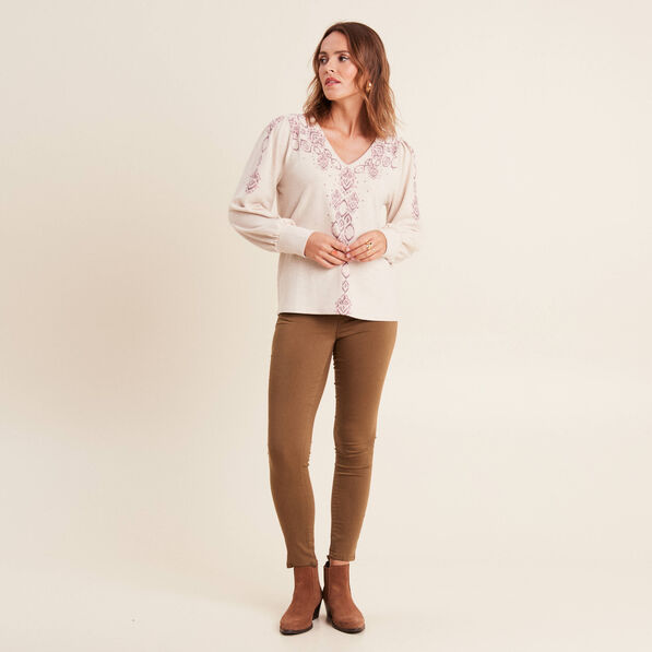 T-shirt manches longues creme femme