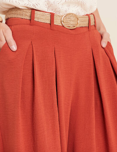 Pantalon jupe-culotte large vieux rose femme