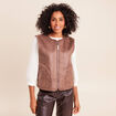 Veste sans manches sans col marron fonc&eacute; marron femme