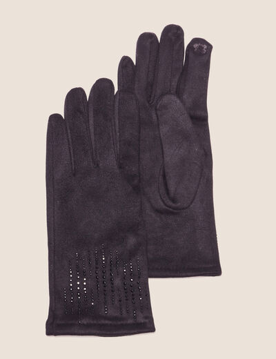 Gants avec strass noir femme