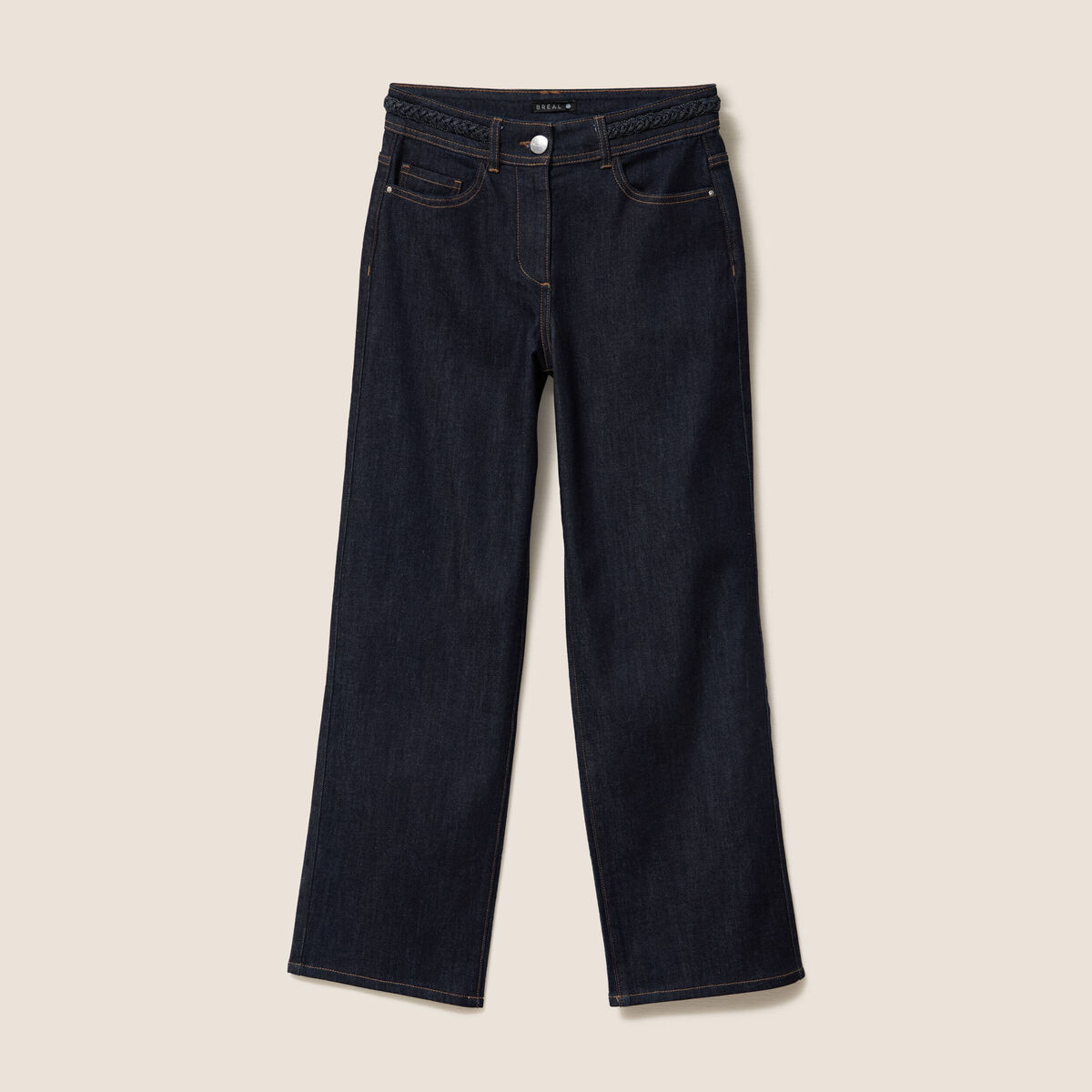 Jean large 7/8ème taille haute denim brut femme