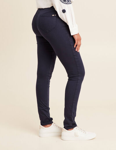 Pantalon léger taille haute long bleu marine femme