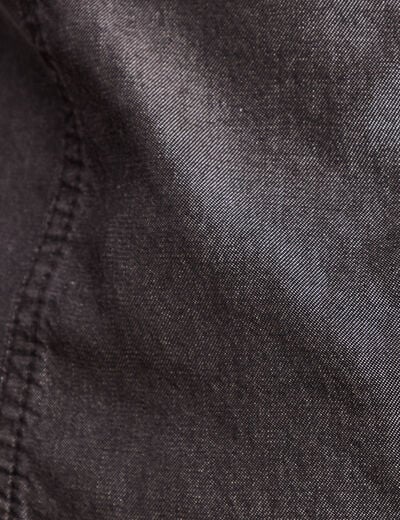 Chemise bi-mati&egrave;re manches longues denim gris femme