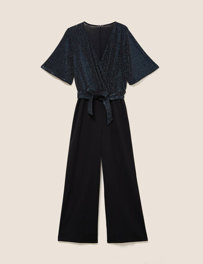 Combinaison en maille bleu marine femme