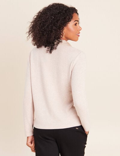 Polo manches longues col chemise brod&eacute; creme femme