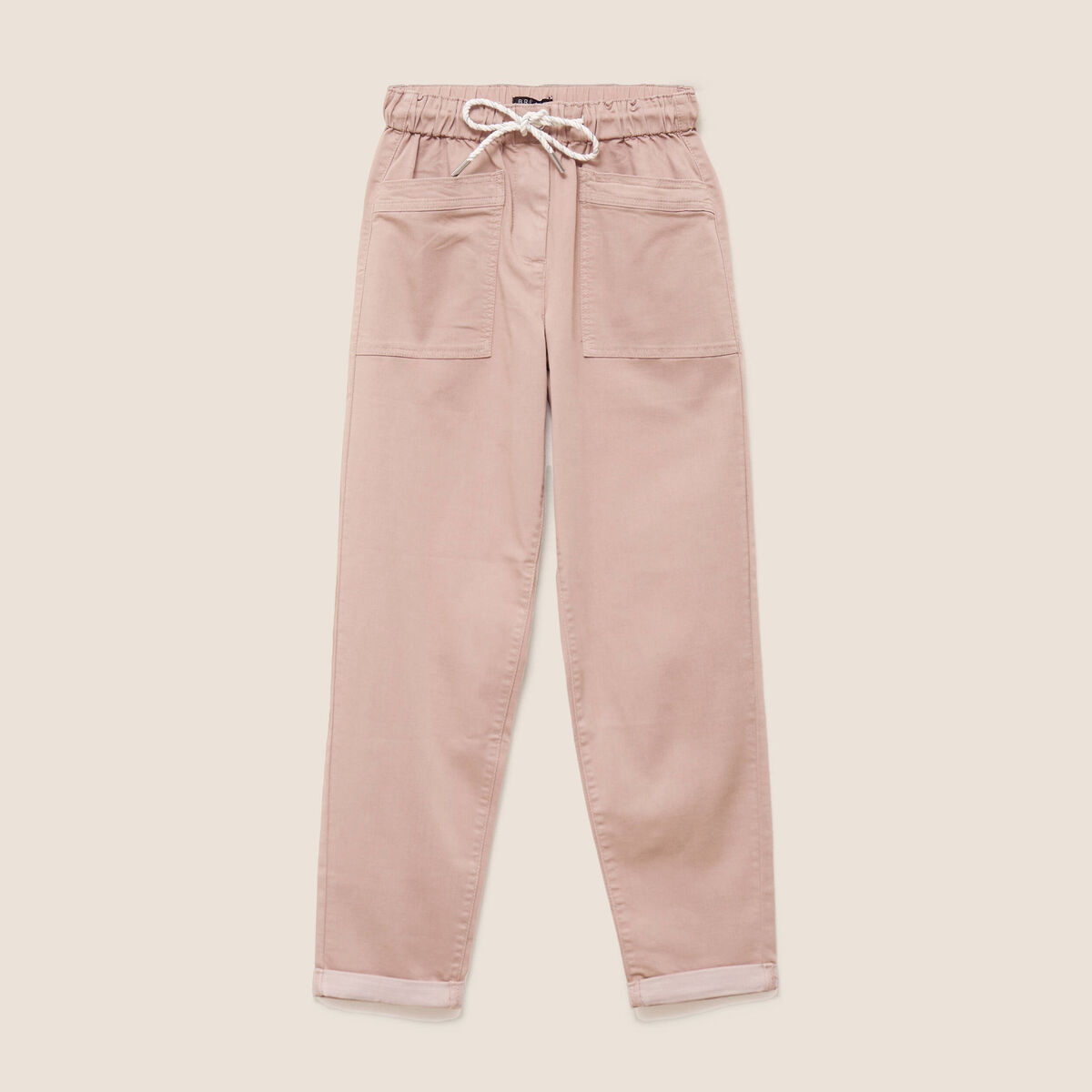Pantalon coupe mom 7/8&egrave;me taupe femme