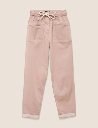Pantalon coupe mom 7/8&egrave;me taupe femme