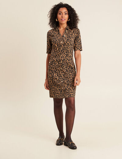 Robe droite en jean marron femme