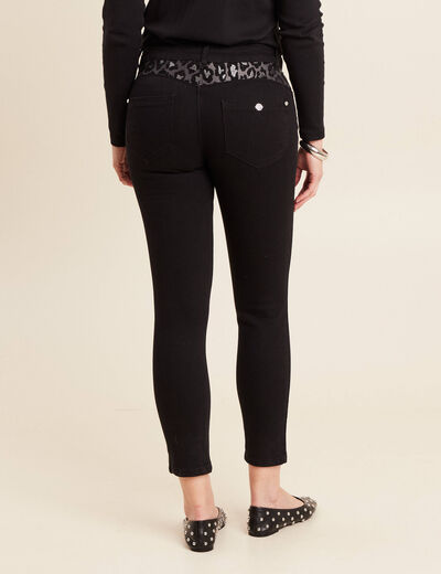 Pantalon ajust&eacute; taille bascul&eacute;e noir femme
