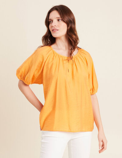 Blouse manches 3/4 orange clair femme