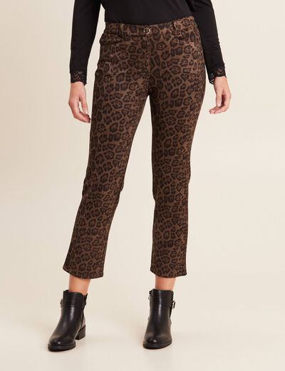 Pantalon droit suédine taupe femme