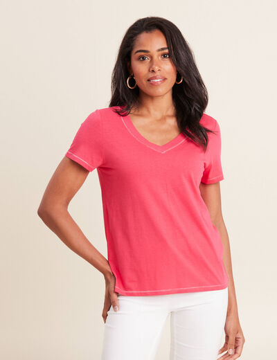 T-shirt manches courtes rose framboise femme