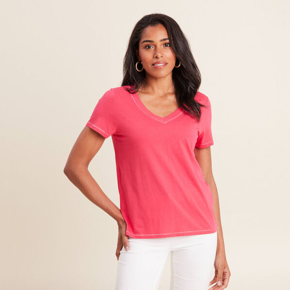 T-shirt manches courtes rose framboise femme